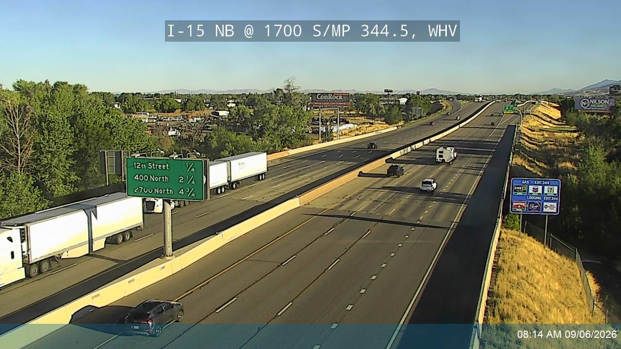 I-15 NB @ 1700 S / River Canal / MP 344.5, WHV live camera view