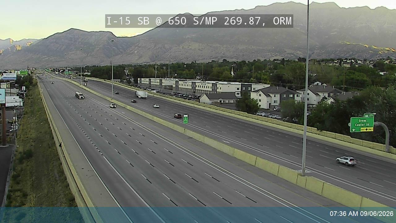 I-15 SB @ 650 S / MP 269.87, ORM live camera view