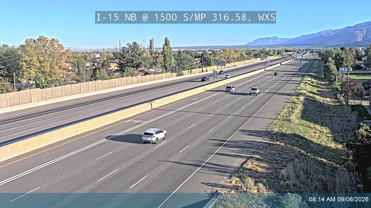 I-15 NB @ 1500 S / MP 316.58, WXS live camera view