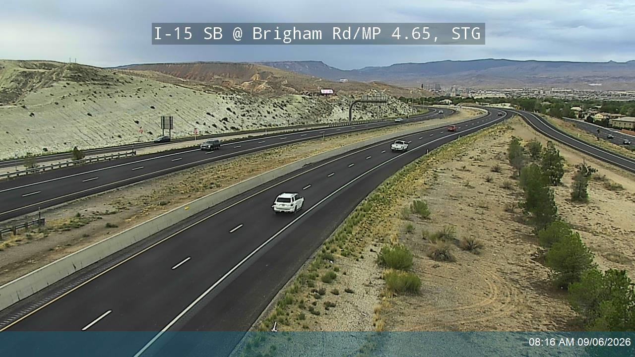 I-15 SB @ Brigham Rd / MP 4.65, STG live camera view