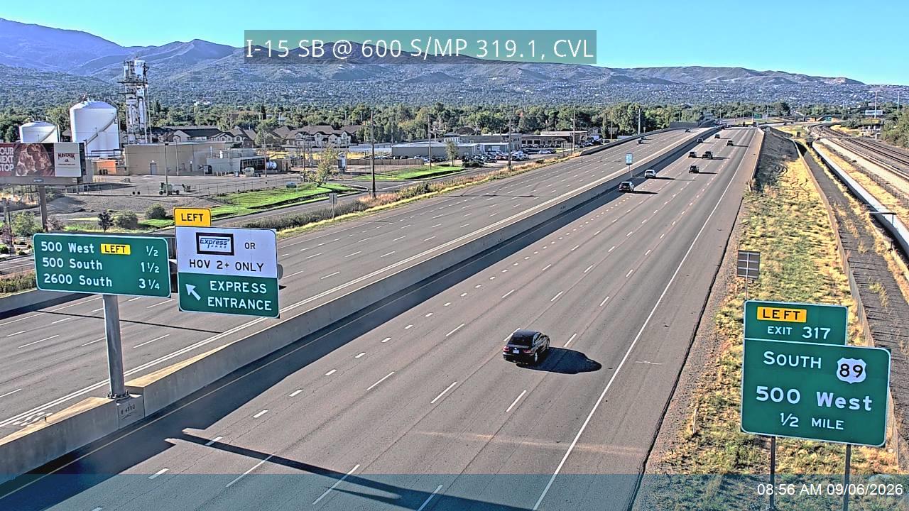 I-15 SB @ 600 S / MP 319.1, CVL live camera view