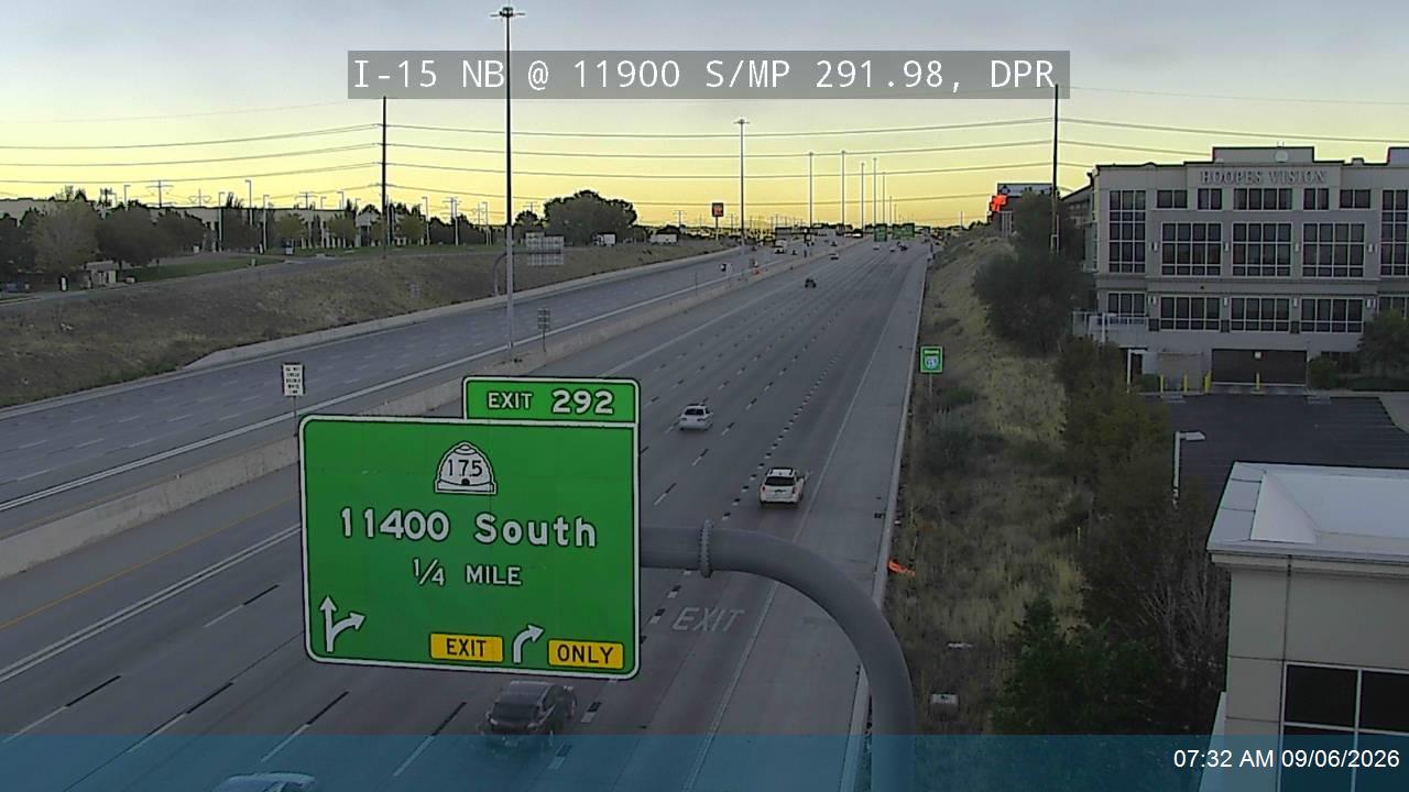 I-15 NB @ 11900 S / MP 291.98, DPR live camera view