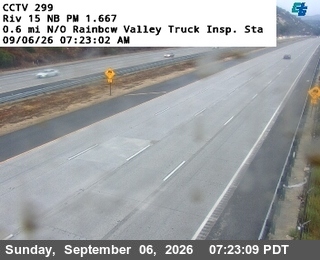 I-15 : (299) 0.6 mi N/O Rainbow Valley Truck Insp. Sta live camera view